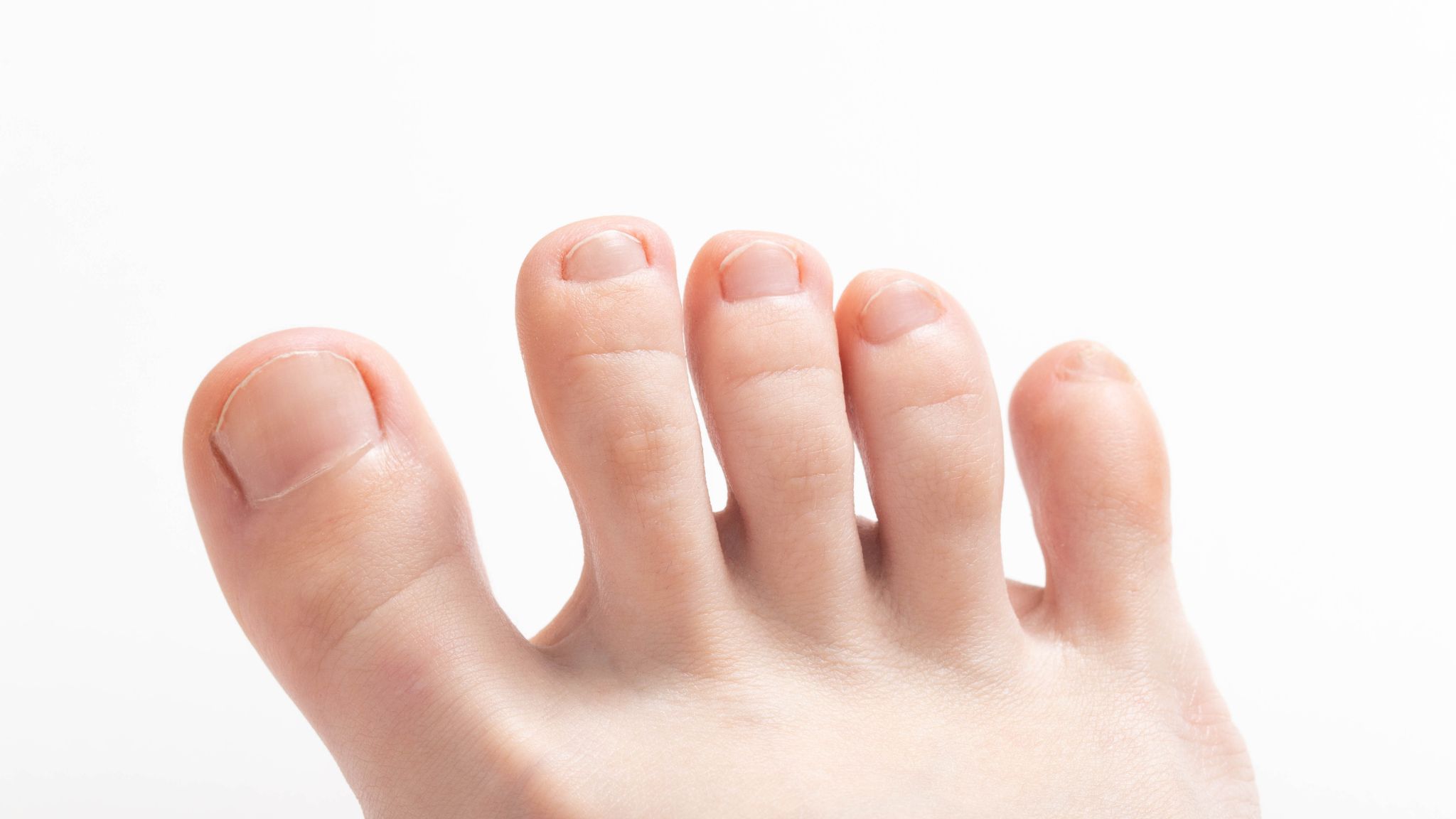 Toes on a white background.
